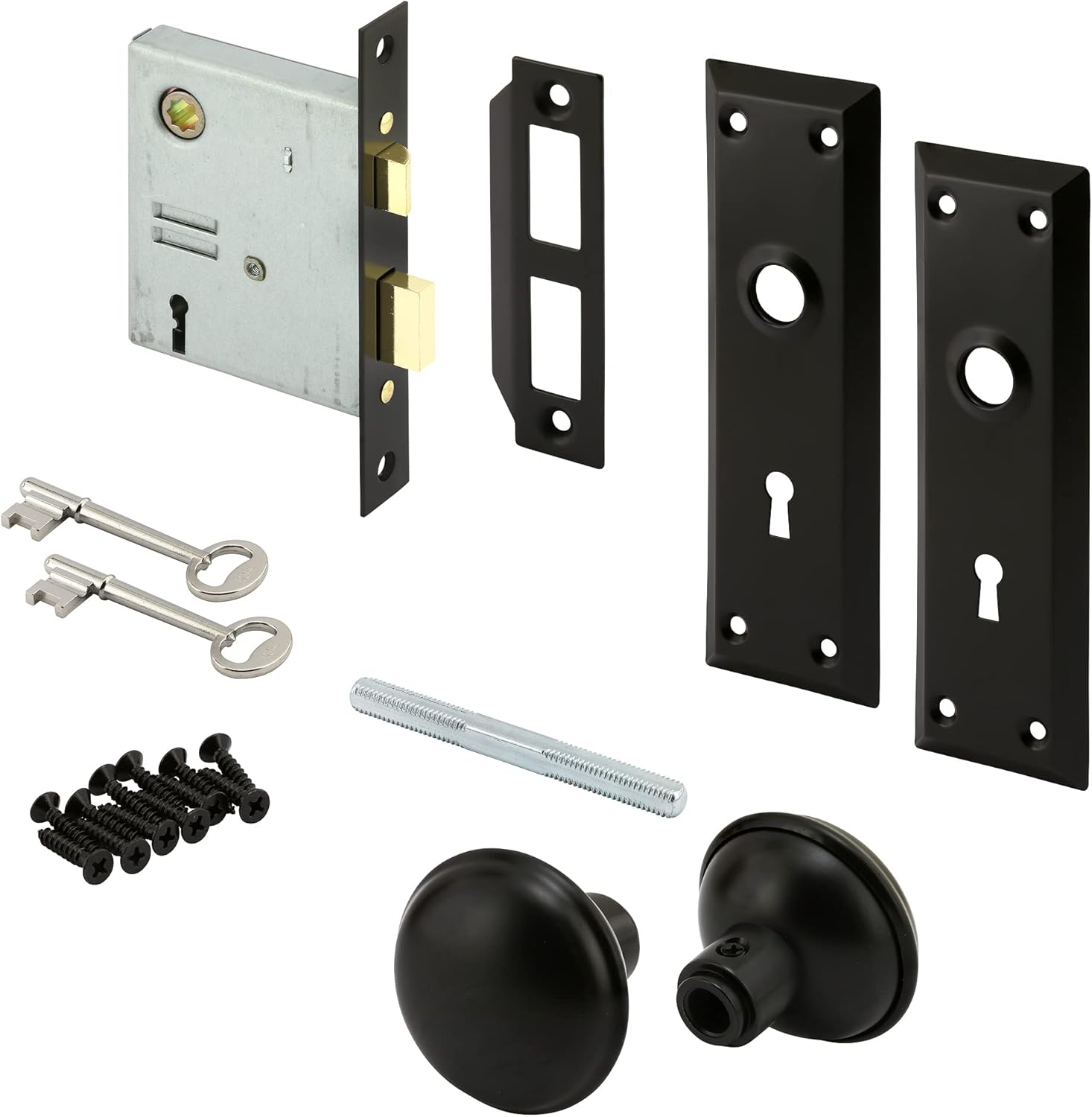 PrimeLine E 2798 Mortise Keyed Lock Set with Matte Black Knob