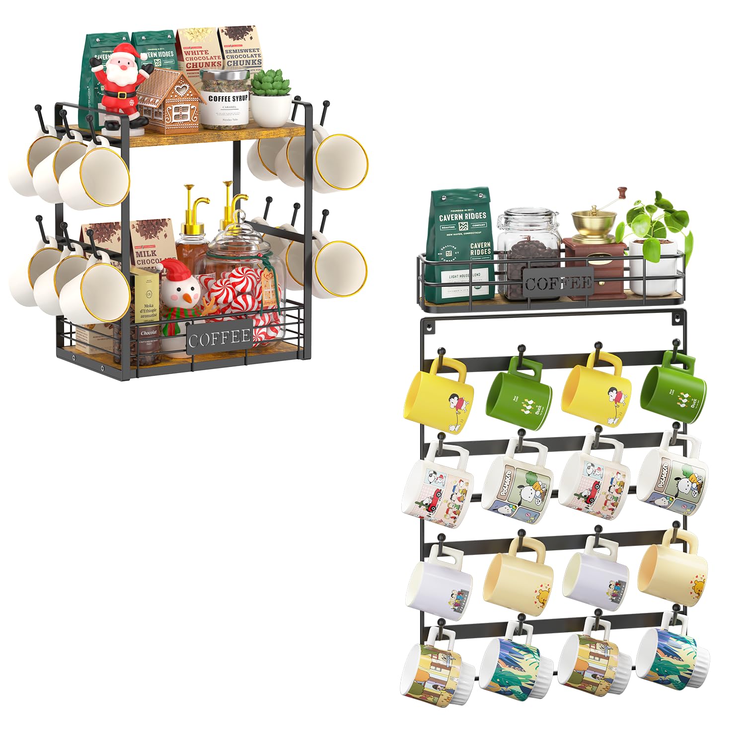 Amazon.com: EsLuker.ly 2 Tier Coffee Bar Organizer Countertop and Mug ...