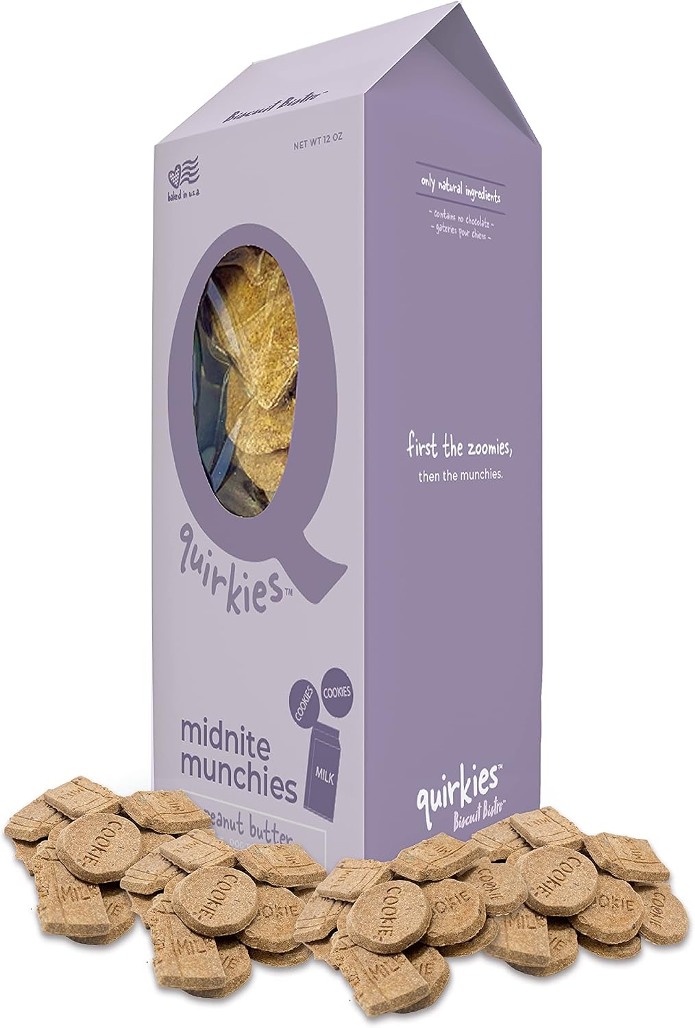 Quirkies Natural Dog Treats - Fun Dog Training Treats (Midnite Munchies, 12 oz)