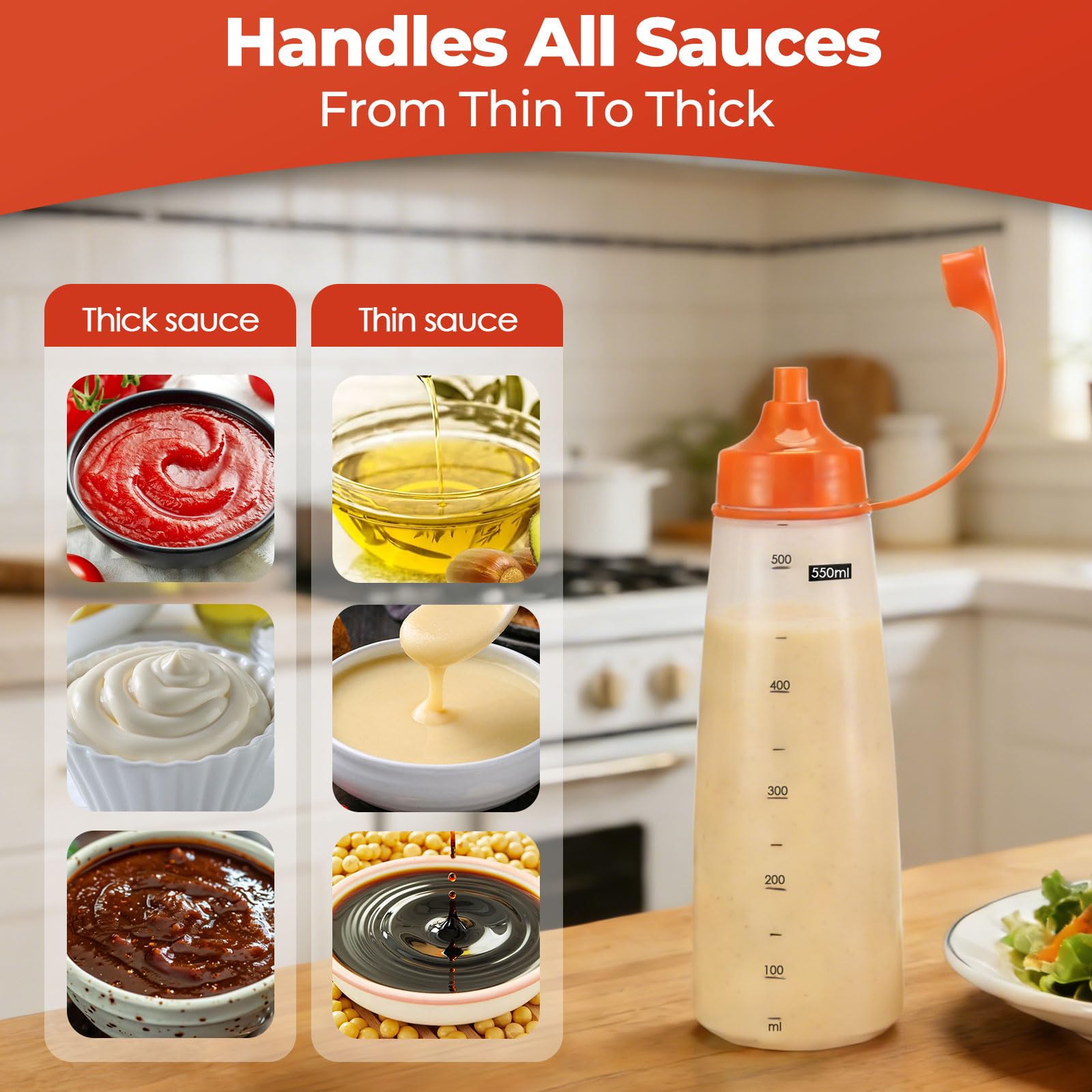 Squeeze Bottles - 2 Pack for Sauces & Crafts -5