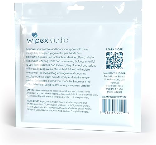 Miniatura 9 de Wipex Studio Empower - Toallitas limpiadoras para esterillas de yoga, paquete de 25 unidades, ultra gruesas y texturizadas, aroma de eucalipto de