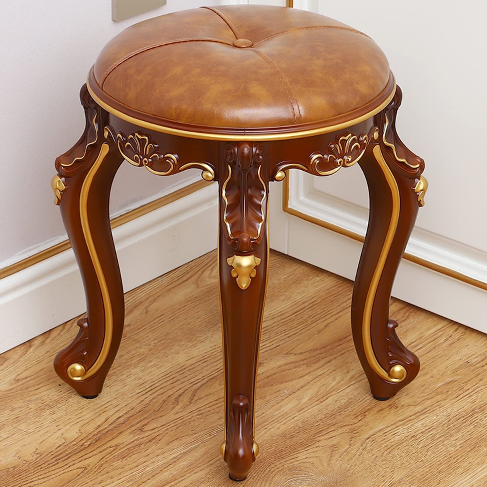 Banquetas para Salón Taburete de tocador de Cuero Redondo, Taburete de Maquillaje, taburetes de tocador, Silla Acolchada Gruesa, Asiento de Piano, Bancos de tocador para Dormitorio y baño