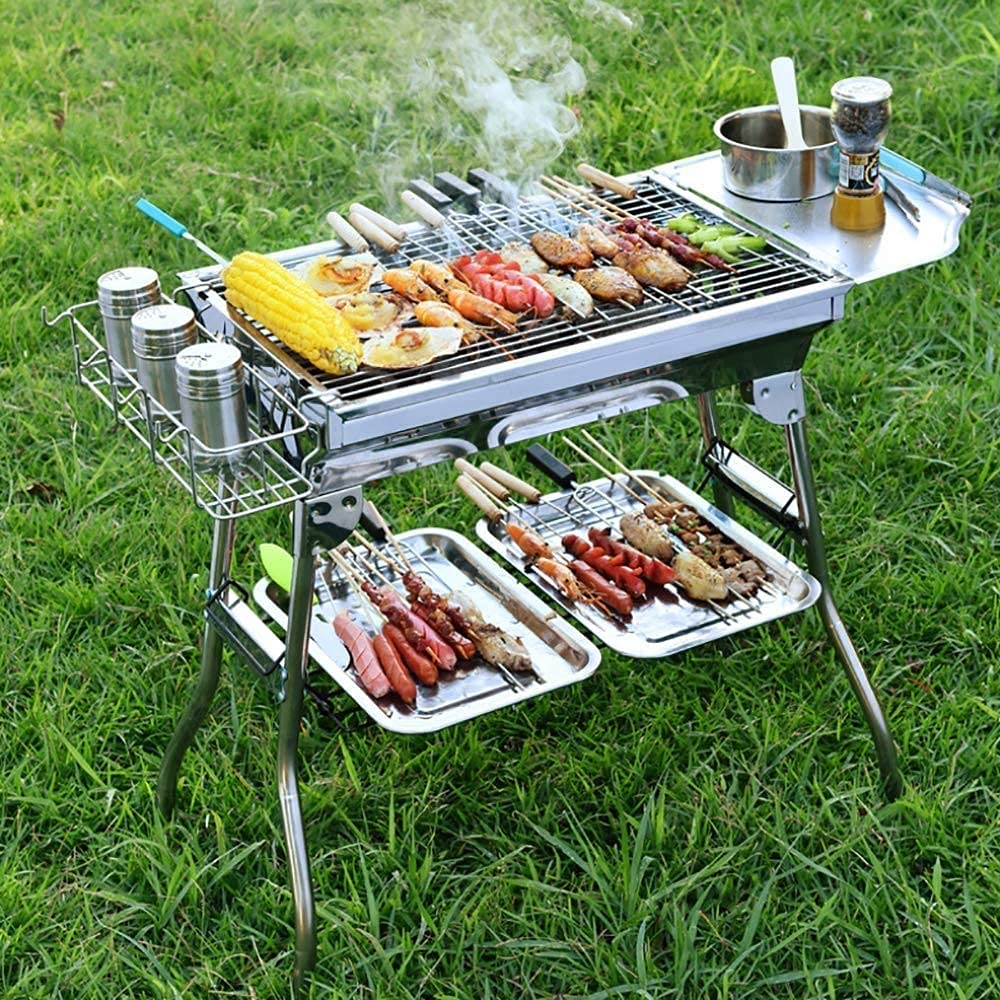 Składany przenośny grill na zewnątrz, bezdymny, spotkania rodzinne świeżym powietrzu i podwórku w celu rozrywki gości,Grill ogrodowy