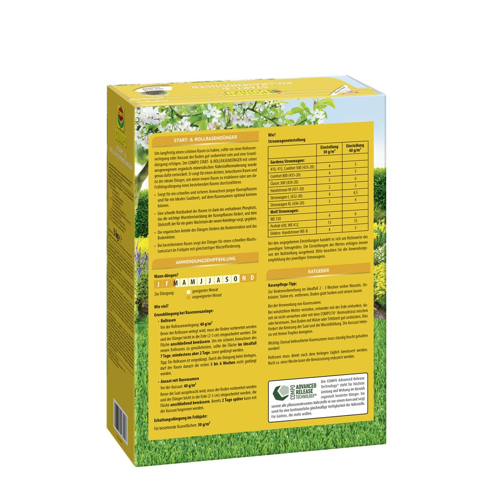 COMPO Start-Rasen Langzeit-Dünger 3 kg für 100 m²