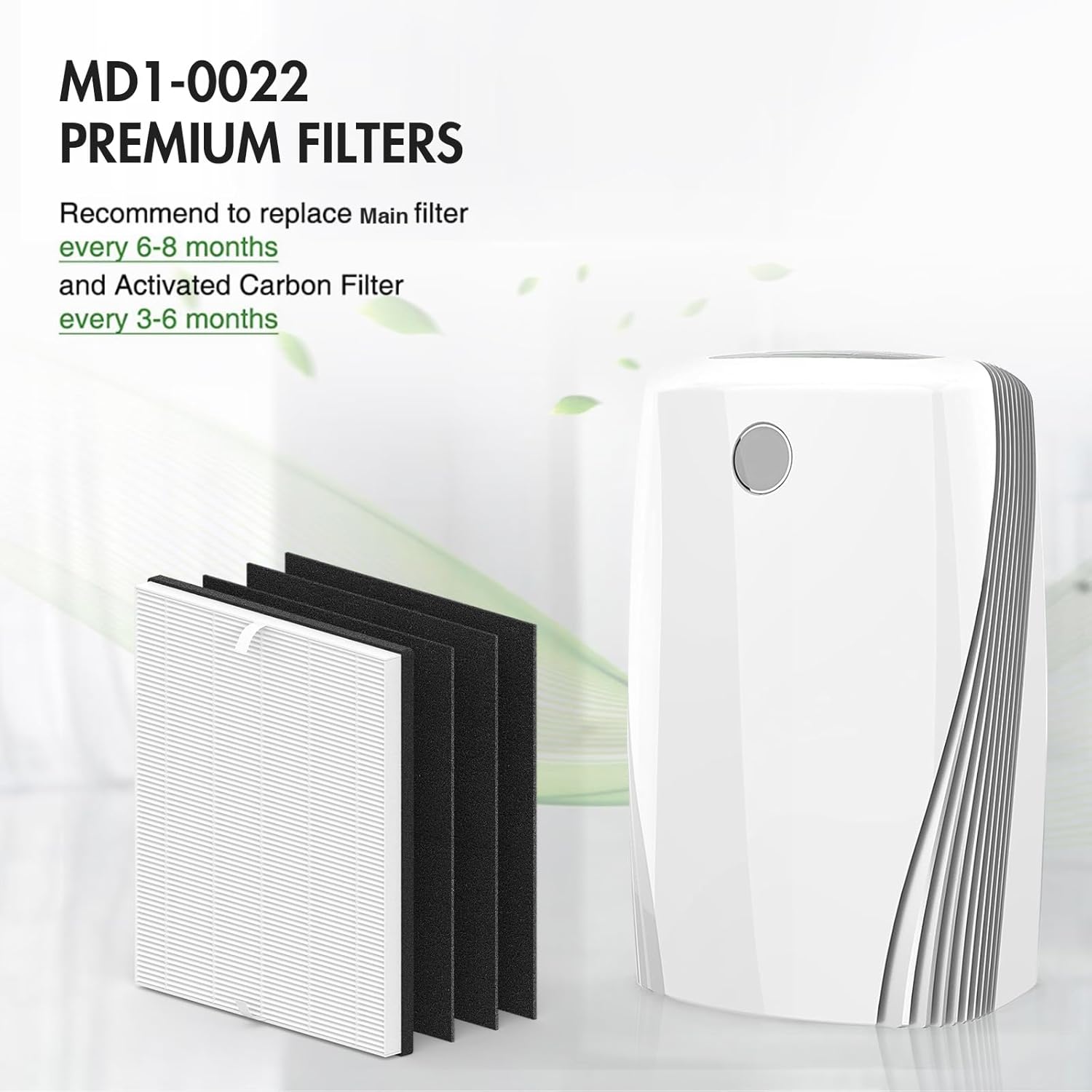 MD1-0022 Air Purifier Filter for Vornado AC300/AC350/AC500/AC550 & PCO200/PCO300/PCO375DC/PCO500 Series | Includes 2x Filters + 4x Activated Carbon Filters