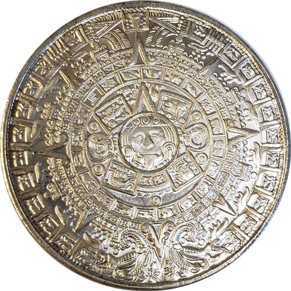 Moneta Commemorativa della Piramide Maya Meridiana Moneta d'oro Collezione di Monete d'Argento Accessori per Decorazione della Casa