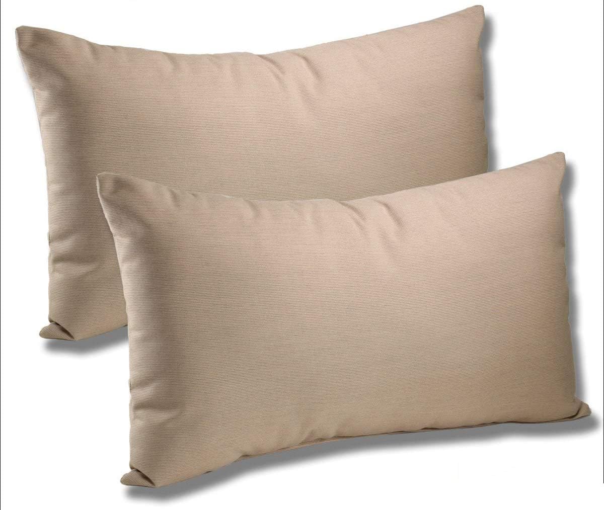 Comfort Classics Set of 2-22x12x4 Sunbrella Indoor/Outdoor Fabrics Lumbar Pillows in Spectrum Sand Inc.