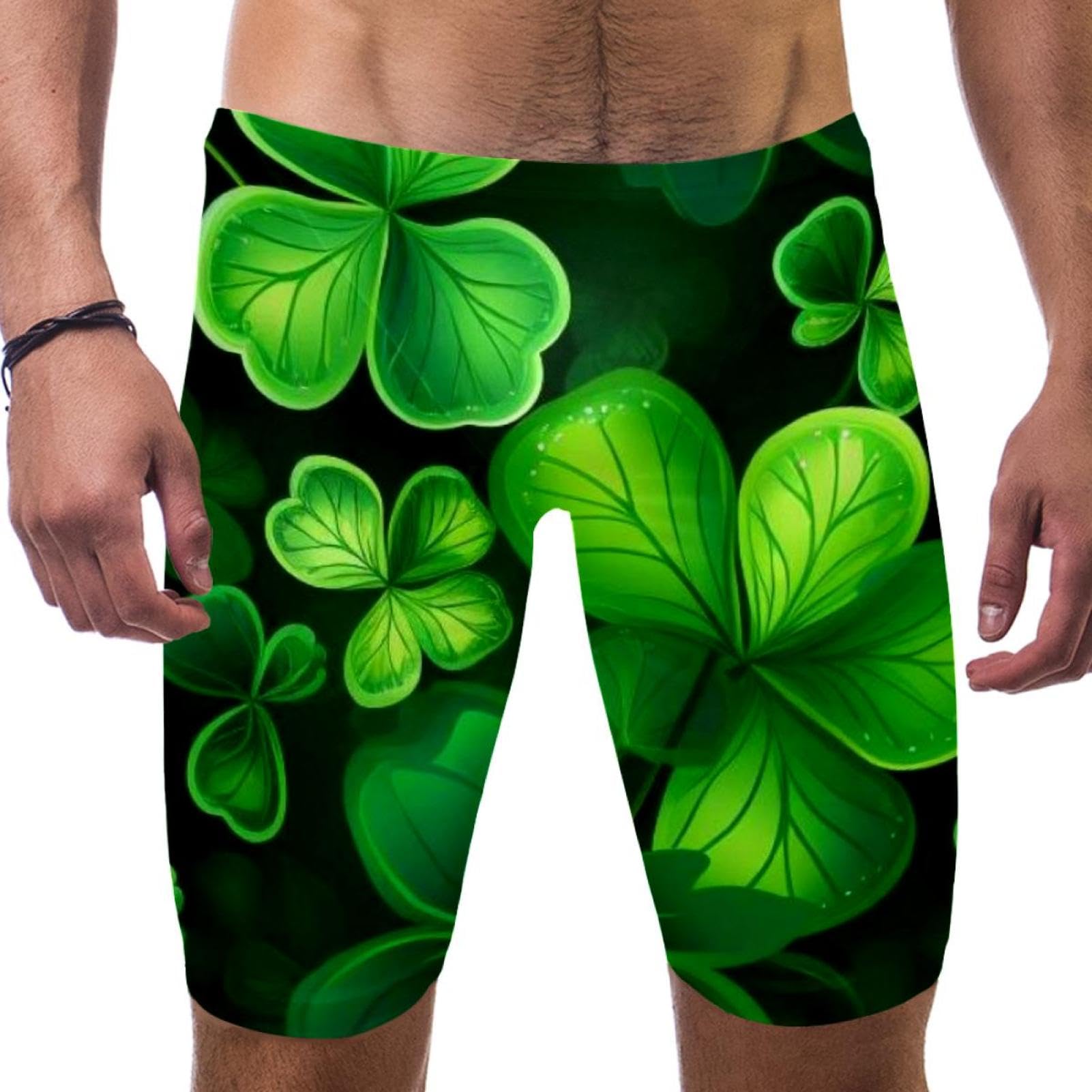 St Patrick's Day Swimsuit for Men & Boys,Competition Lap Swim Suit, Square Leg Endurance Training Multicoloured