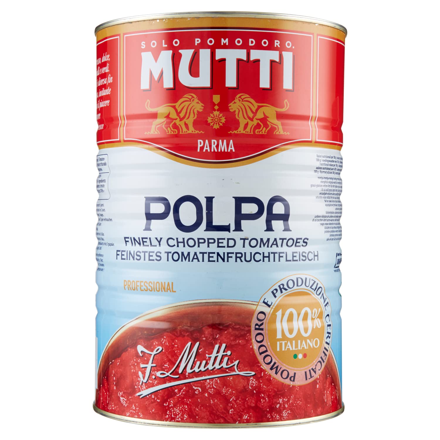 Italian Gourmet Polpa di Pomodoro italiana Tomatenpulpe Sauce 6 x 4,05kg | A pezzetti, gusto fresco; ideal für Pizza, Eintopf und lange Kochrezepte, Gesamtnettogewicht 24,3 kg + Kostenlos Polpa 400g