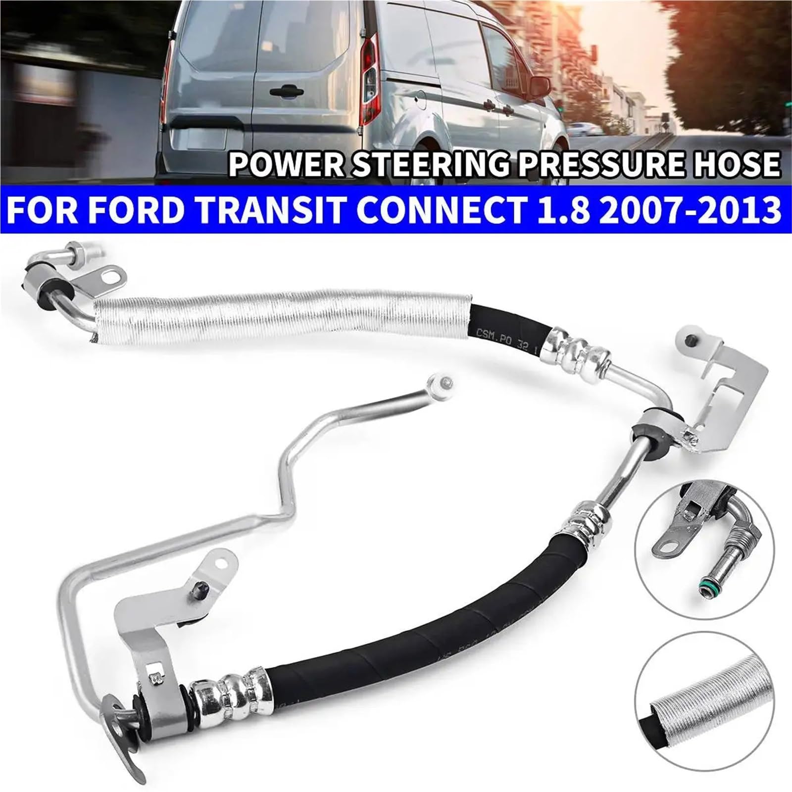 5231495 Conjunto de manguera de alta presión de dirección asistida. Compatible con Ford, Transit y Connect (2007-2013). Bomba de dirección Bomba de giro