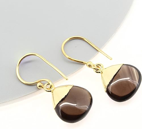 Miniatura 112 de Gempires - Pendiente de gancho de pera natural, pendiente de meditación, joyería hecha a mano, regalo para ella