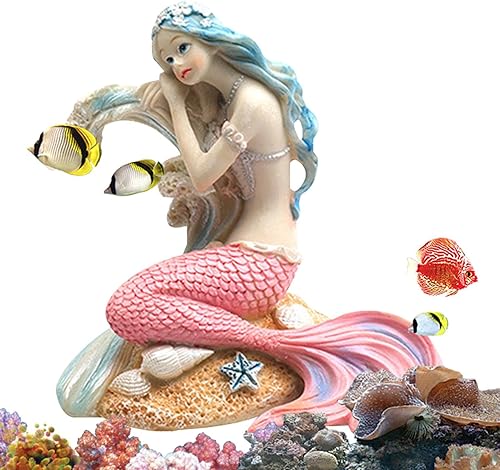 Miniatura 7 de Adornos de decoración de acuario  Decoraciones de pecera de sirena, 6 estilos de escritorio de acuario, decoración temática para mascotas, figuras