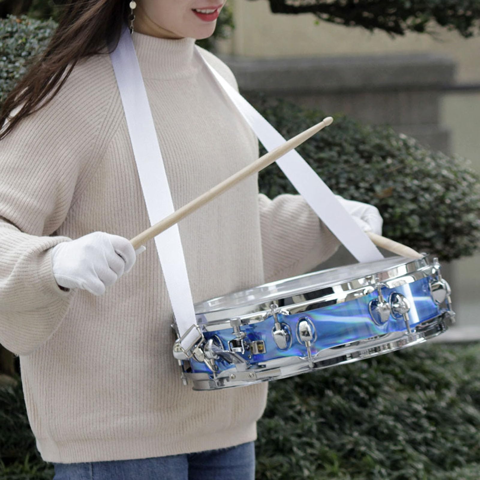 Werbel 14-calowy, Super Cienki Werbel ze Stali Nierdzewnej z Pałeczkami do ćwiczeń. Niebieski Bęben Zapewnia Th Snare Drum. Zestaw Werbli dla początkujących. dla początkujących. (BLUE)