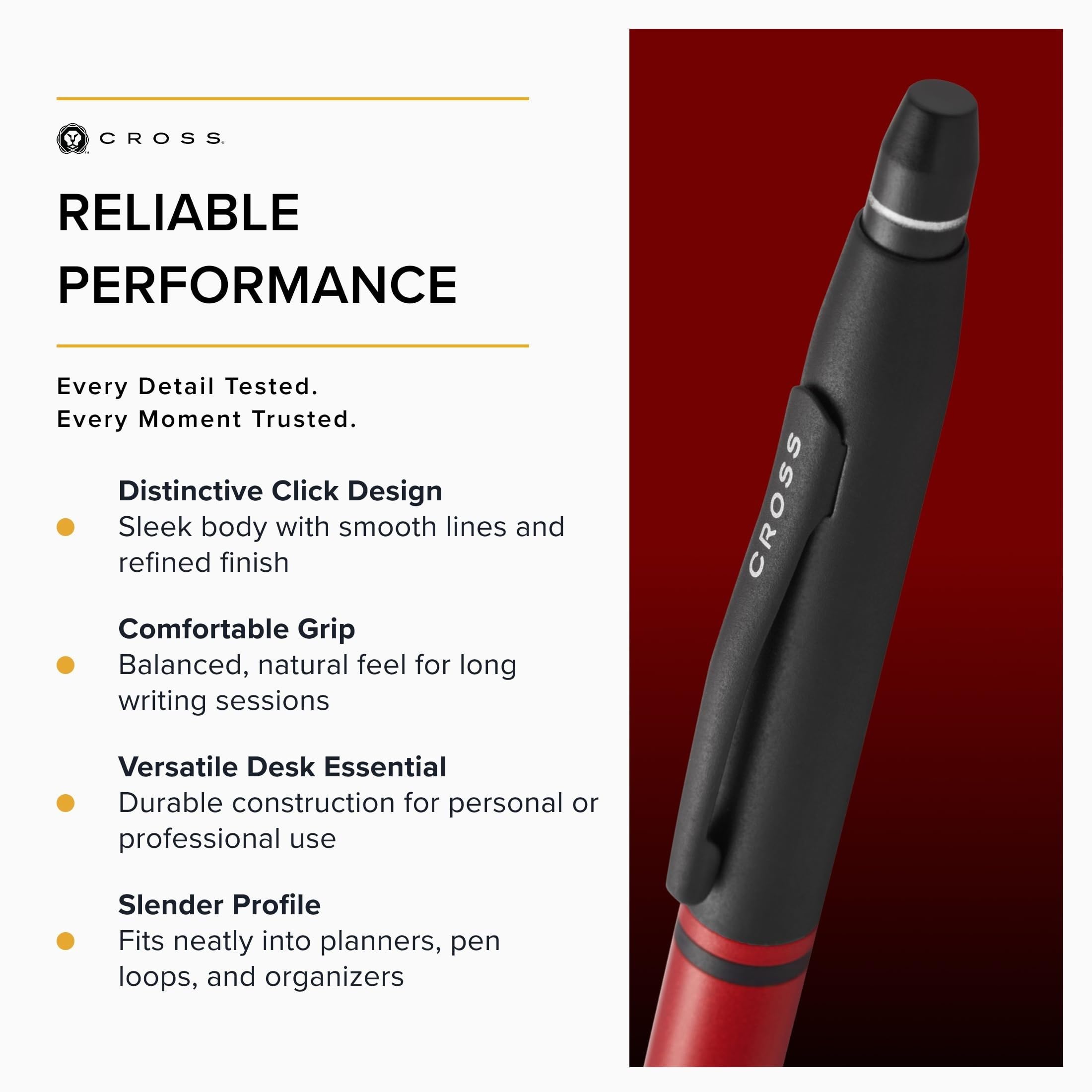 Cross Click Tuxedo - Penna a sfera con inchiostro rosso metallizzato satinato e nero