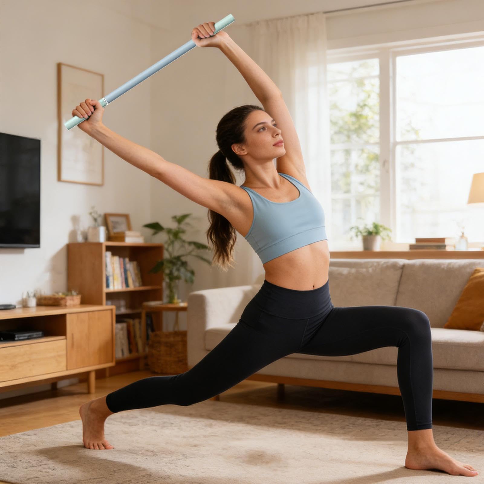 Bastone per yoga, 100 cm, asta di allineamento per postura, asta di correzione della postura, asta di allenamento per lavoro, fitness, asana, pilates, allenamento, casa, palestra, forza, equilibrio e