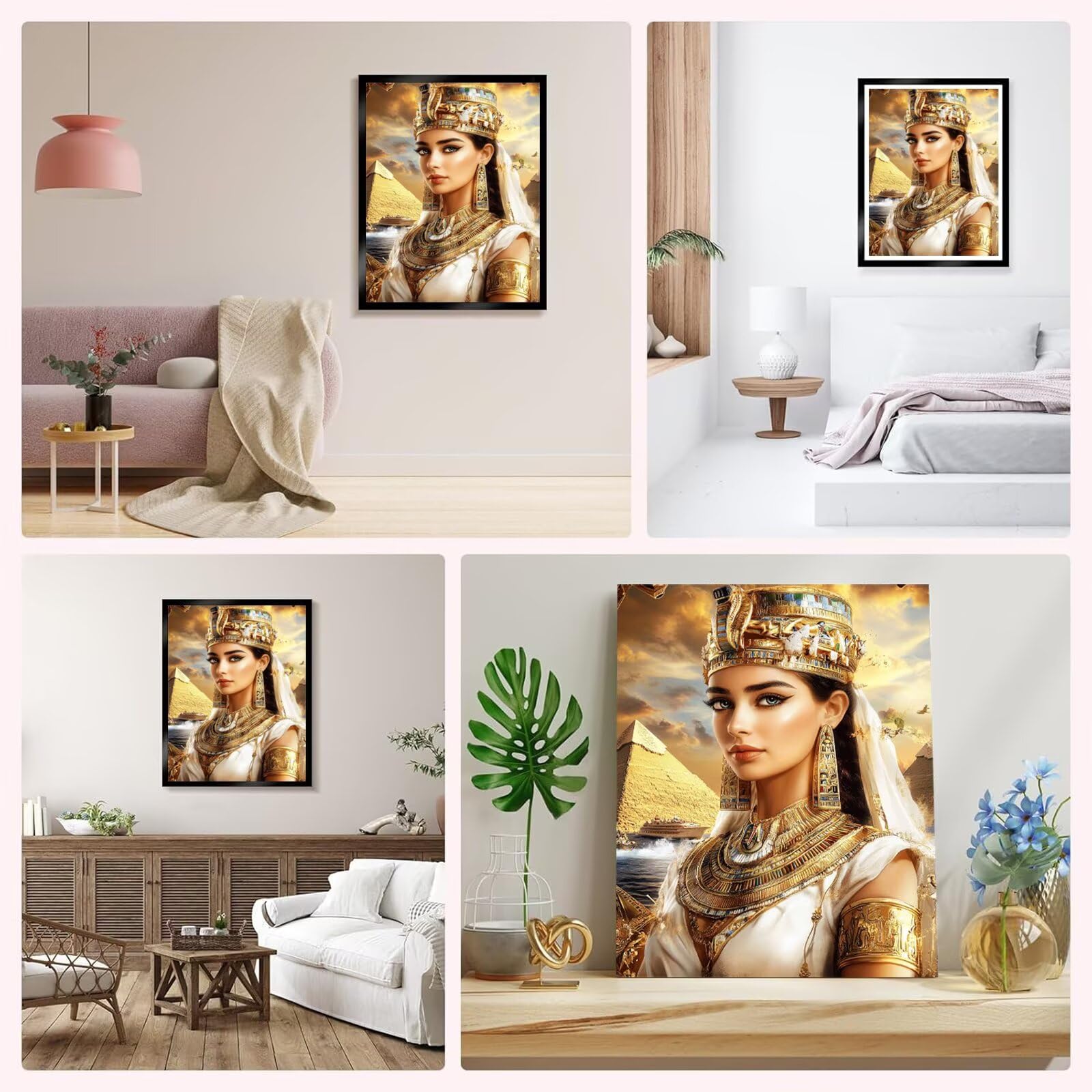 Egipt Malowanie po numerach, dla dorosłych, dla kobiet, dorosłych, płótno 81 x 122 cm, bez ramy, zestawy obrazów olejnych DIY z 3 pędzlami i farbą akrylową do dekoracji ścian pokoju domowego, prezenty