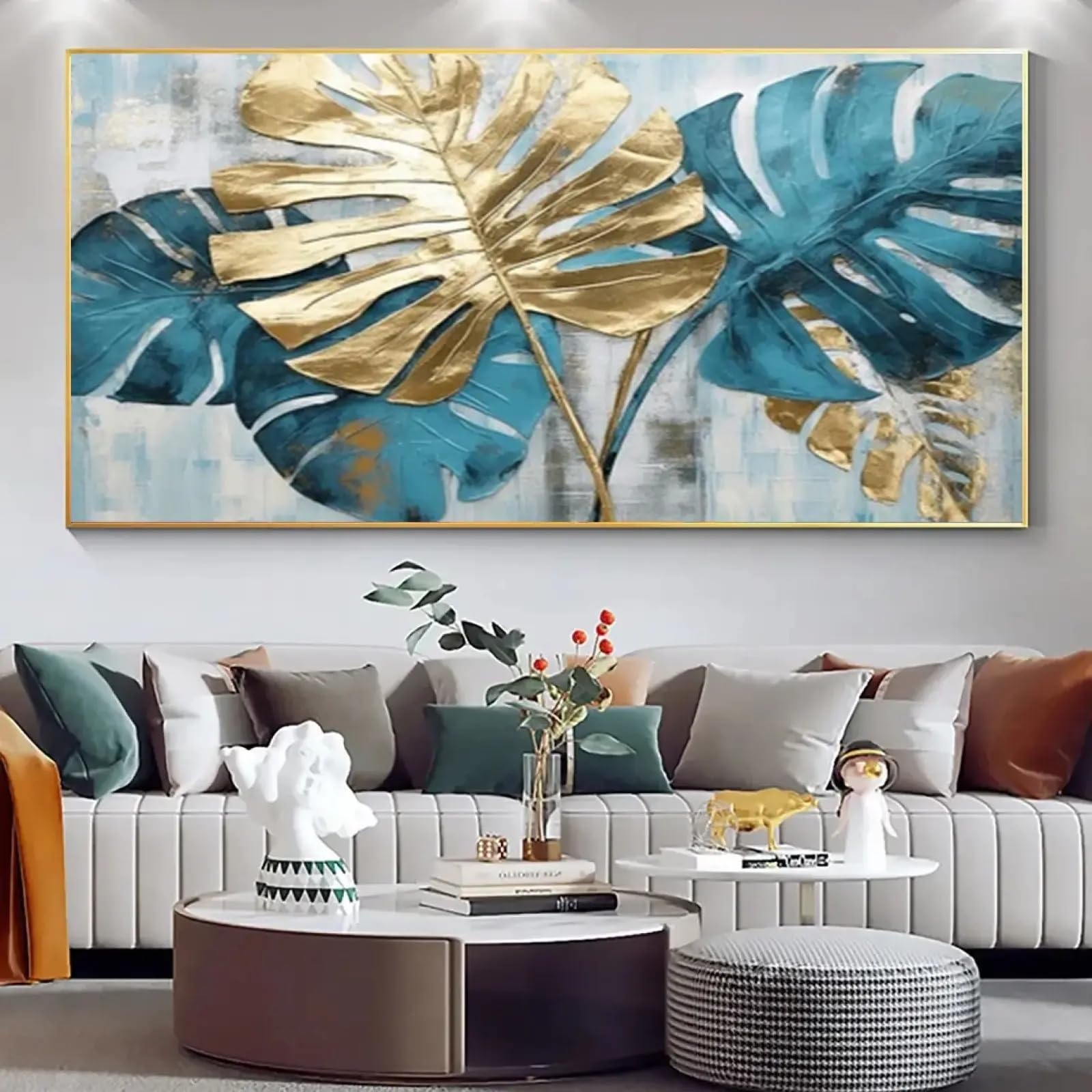 Impression murale feuille de Monstera sur toile décoration salon 40x80cm - 8