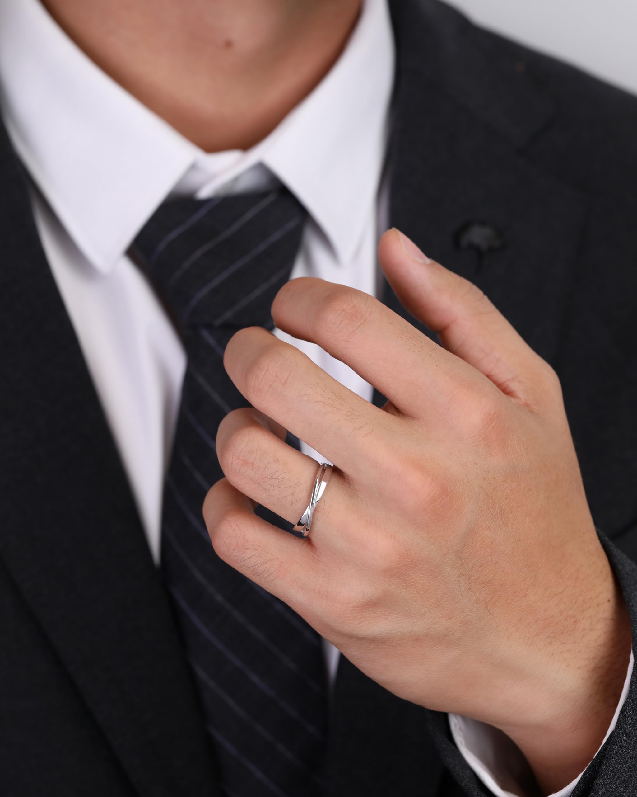 Messia Alianzas de Plata Pareja Anillos de Compromiso de Ley 925 Diseño Cruzado con Circonita Redonda Anillo Ajustables para Ella y Él Boda Aniversario Regalo