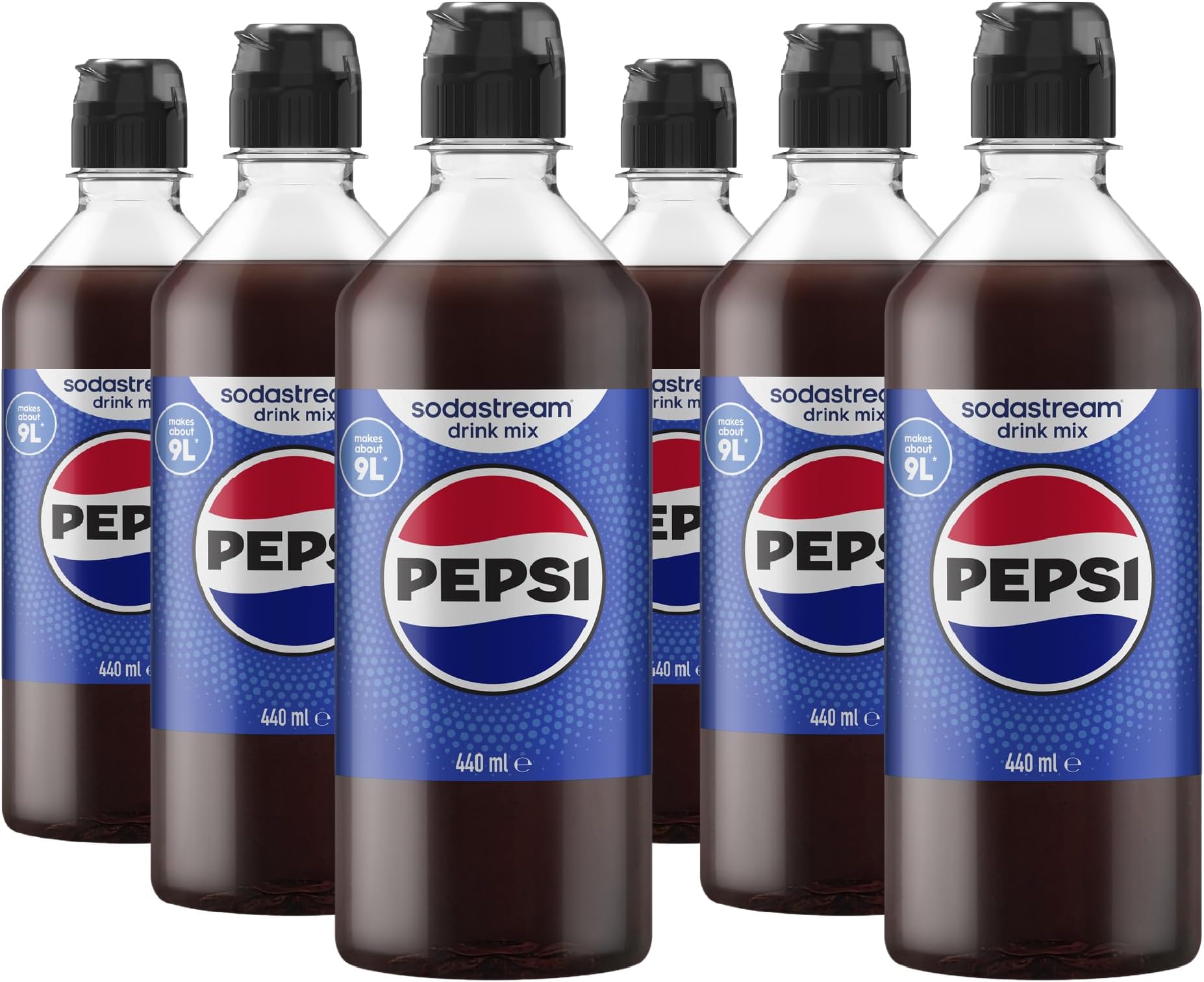 SodaStream Pepsi Drink Mix, 6 Pack Cola Syrup for Sparkling Water Makers, Original Pepsi Syrup, Make Fizzy Drinks at Home with Soda Stream Flavours, makes 54L, 6 x 440ml