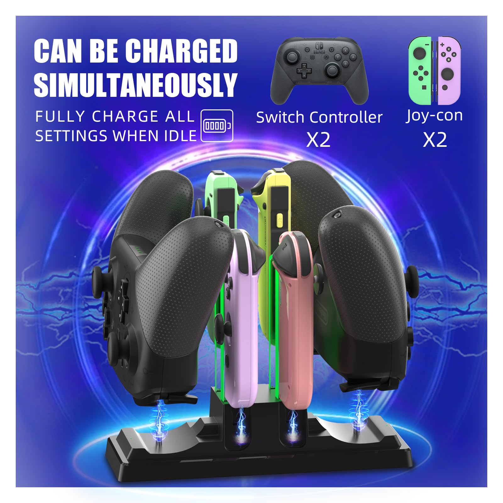 Amazon.co.jp: Nintendo Switch用コントローラー充電ドック、6イン1
