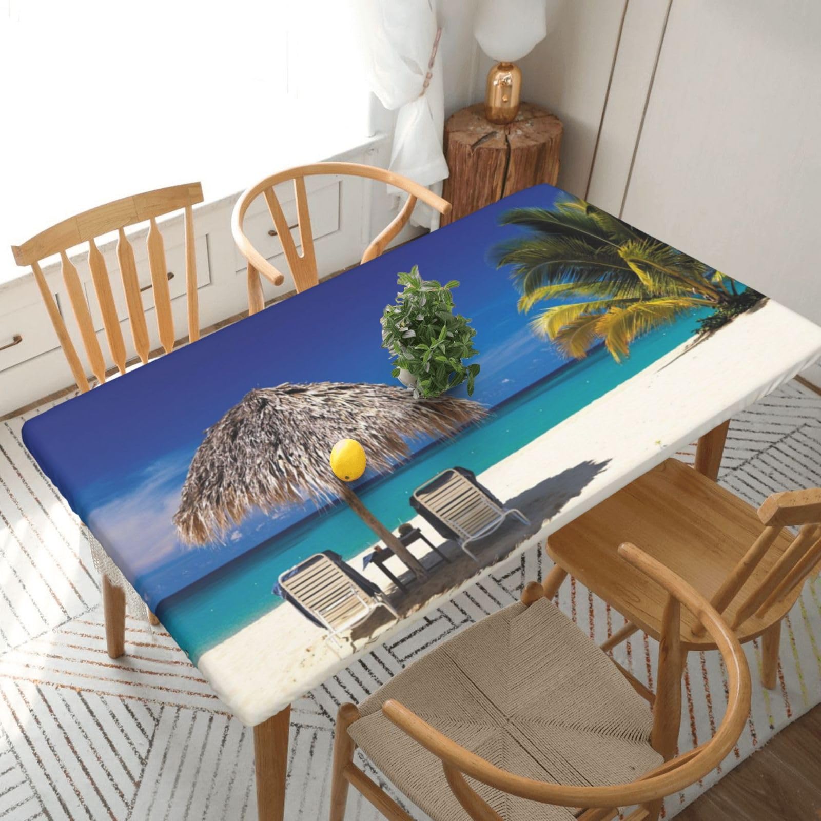 BNVSADC Jamaica Beach Printed 5FT Tablecloth Polyester Kitchen Water Resistant Table Cloth Dining Table Decoration Table Covers, 152x76 CM