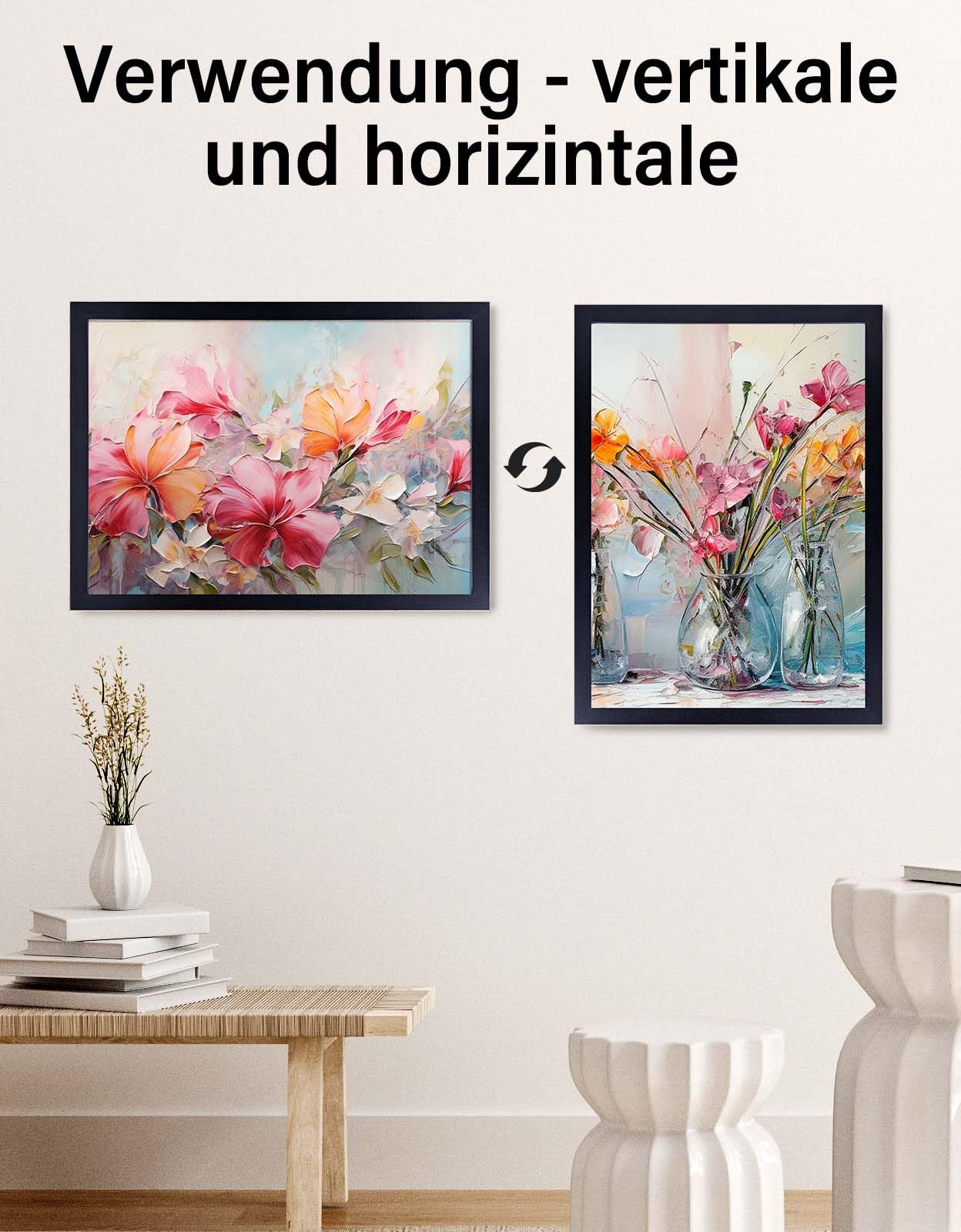 Ramka na zdjęcia A4, czarna, 5 szt. z passe-partout, drewniana rama MDF DIN A4, 21 x 27,9 cm, bardzo przezroczyste szkło akrylowe, nowoczesne ramki na zdjęcia, idealne do zdjęć/obrazów/dzieł