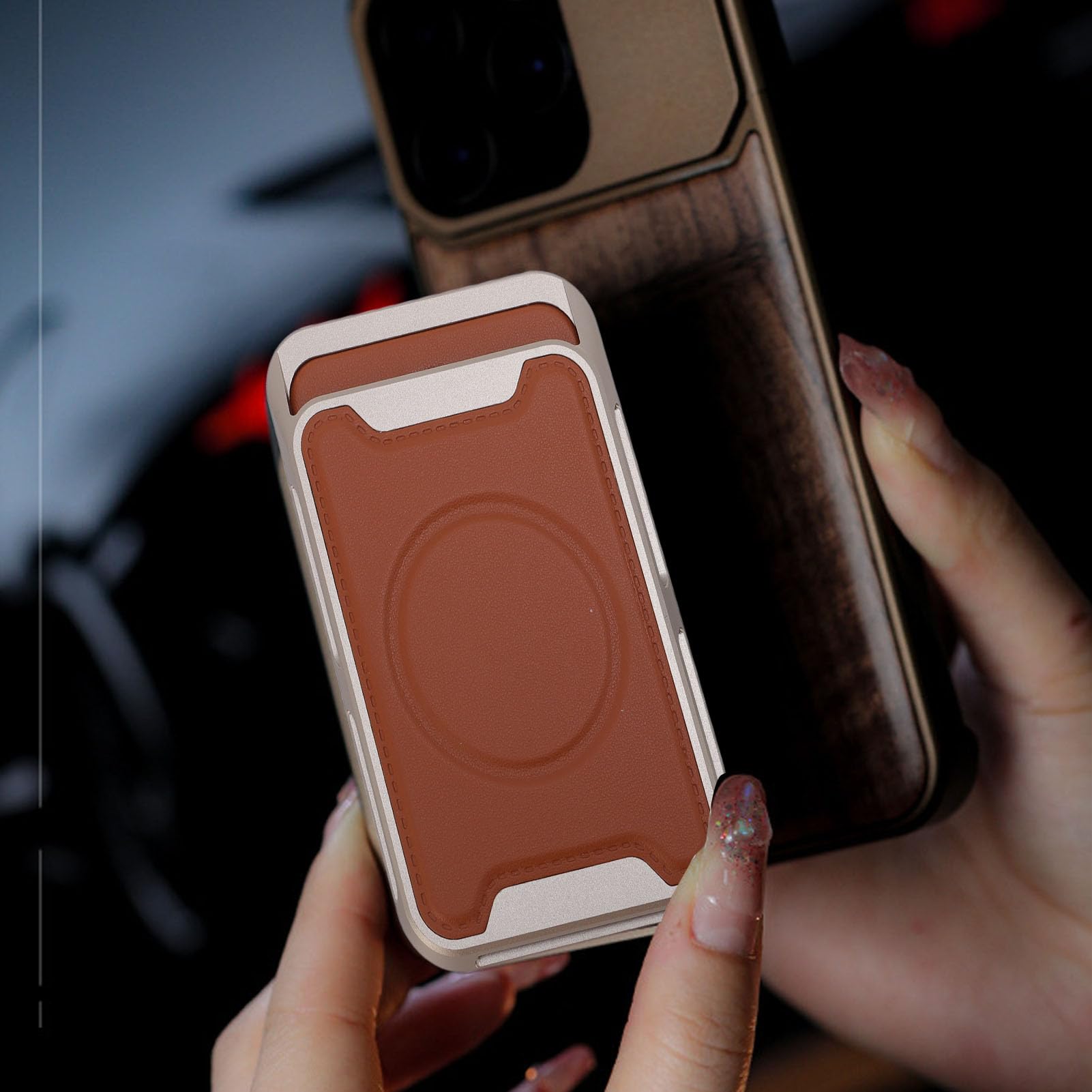Porta Carte di Credito Magnetico Leggero Portafoglio con Attacco Design Pratico per Viaggi Lega di Alluminio di Grado Aerospaziale Facile da Trasportare (1 X Cerchio Magnetico)