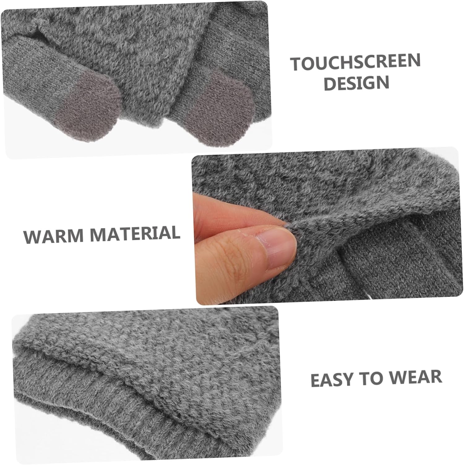 LIOOBO Girls Gloves Knit Mittens Warm Comfortable for Cold Weather Touch Screen 1 Pair