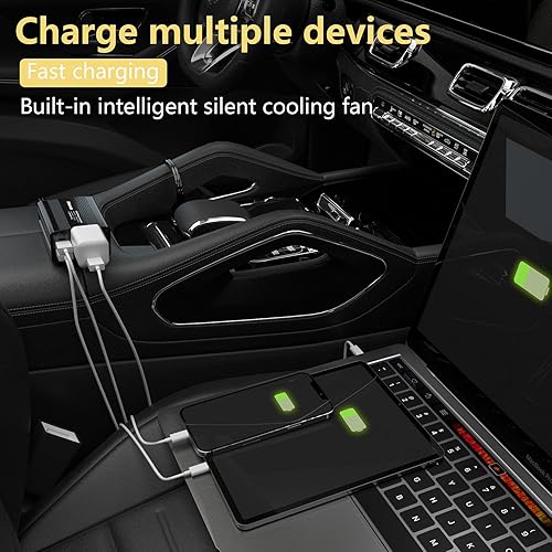 Miniatura 2 de Inversor de corriente de 150 W 12 V CC a 110 V AC adaptador de enchufe de coche convertidor de salida con cargador de coche de CA dual USB 3.1A