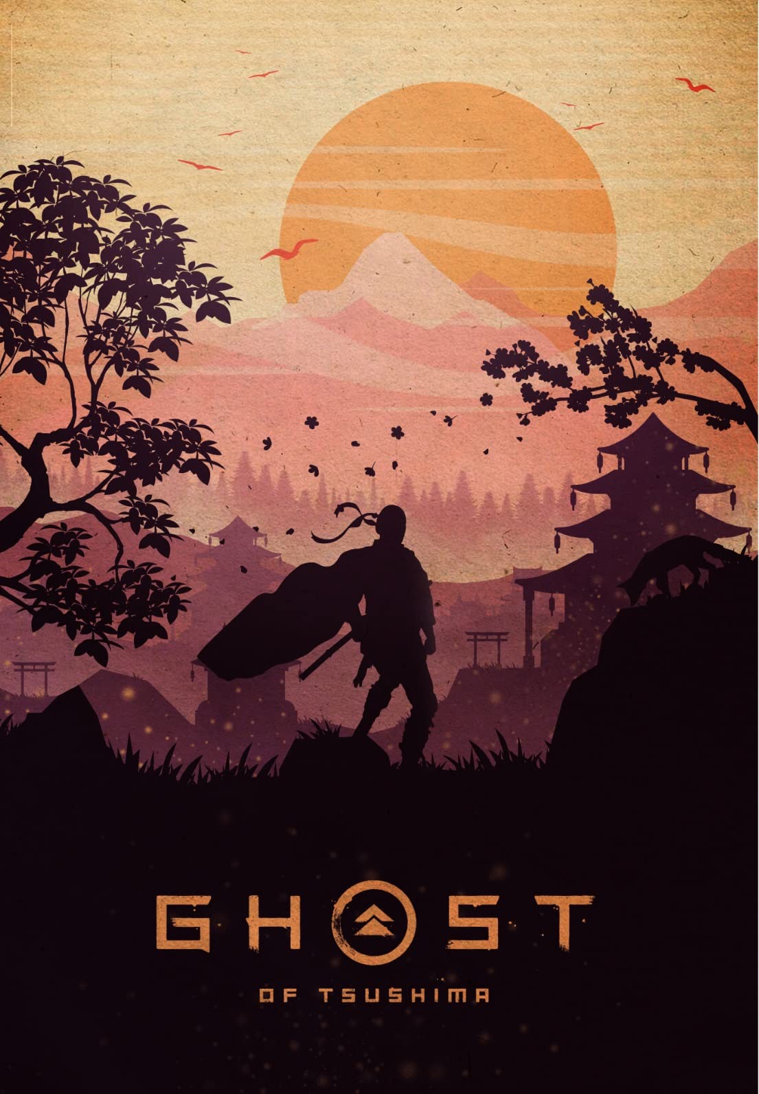 Wowposters Earthy Tones With Red And Blue Accents Ghost Of Tsushima Poster - 21X30 Cm