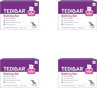 Moisturising Baby Bathing Bar Each (100gx2) with Skin Friendly PH|100% Soap Free | Dermatologically Tested x Pack of 4