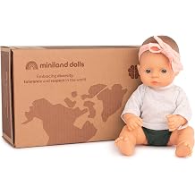 Miniland Doll Gift Box Baby Doll Caucasian Girl 12 5/8 + Forest Outfit - Made in Spain, Gift, Quality, Inclusion, Diversity