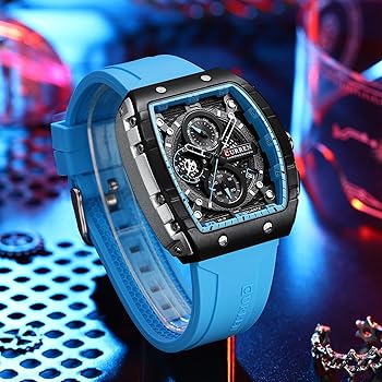 Orologio Da Polso Uomo FORSINING - Quadrante Rettangolare, Silicone, Impermeabile - Foto 6