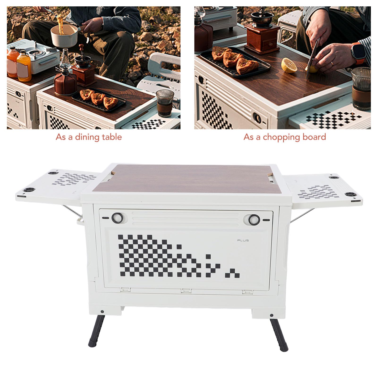 SUNGOOYUE Zusammenklappbare Aufbewahrungsbox für Camping, PP und Density Board, Zusammenklappbare Aufbewahrungsbox, 4-Zugang, Multifunktions-Organizer für Outdoor-Reisen, Camping, Familie, Auto
