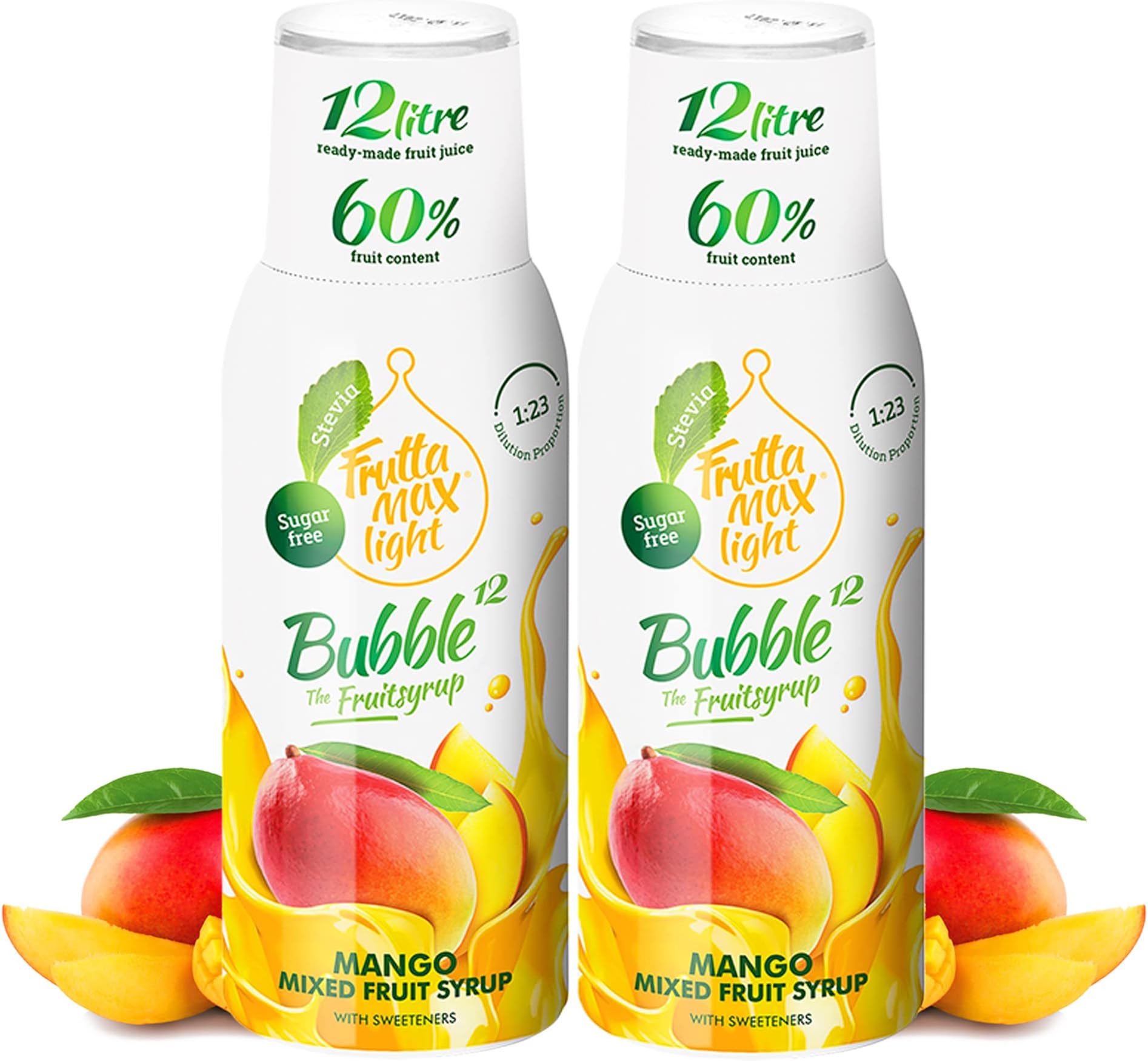 2 Pack - FruttaMax Sugar-Free Mango Syrup – 60% Real Fruit | Low-Calorie Drink Syrup for Soda Makers, Cocktails & Desserts – 2x500ml