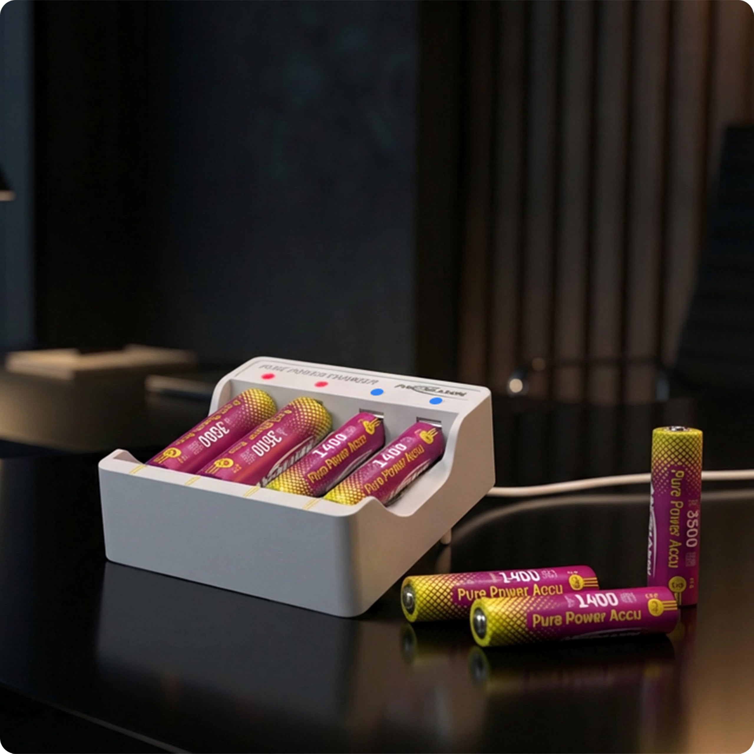 ANSMANN Lithium Ladegerät Pure Power inkl. 4X Micro AAA Akkus mit höchster Kapazität und Lademodul, mit Langer Laufzeit und Schutztechnik, ideal für Geräte mit hohem Energiebedarf