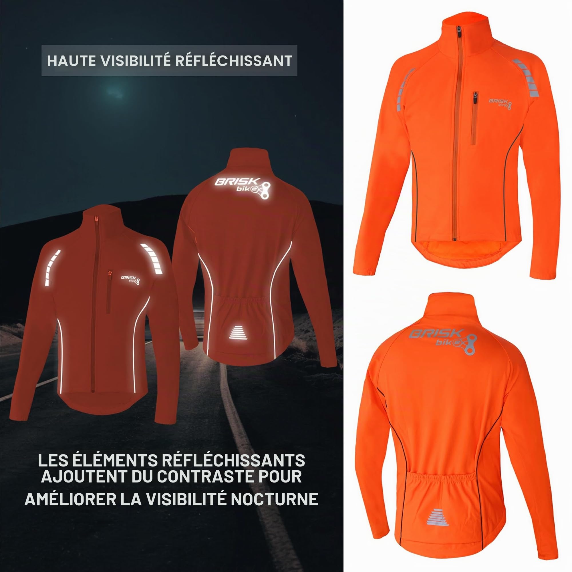 Brisk Bike Veste de cyclisme Veste de course à pied respirante ultra légère