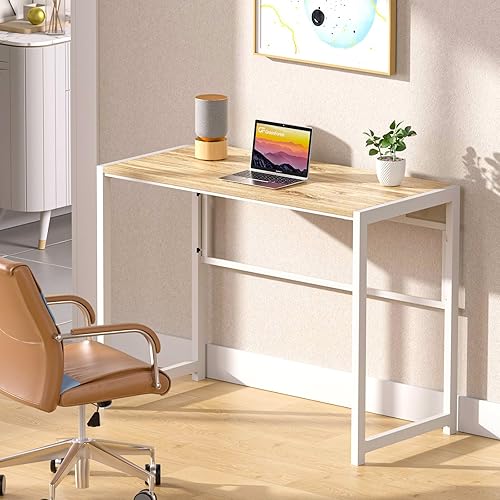Miniatura 9 de GreenForest Escritorio plegable para espacios pequeños, escritorio de computadora pequeño sin montaje de 39.4 pulgadas para oficina en casa, mesa