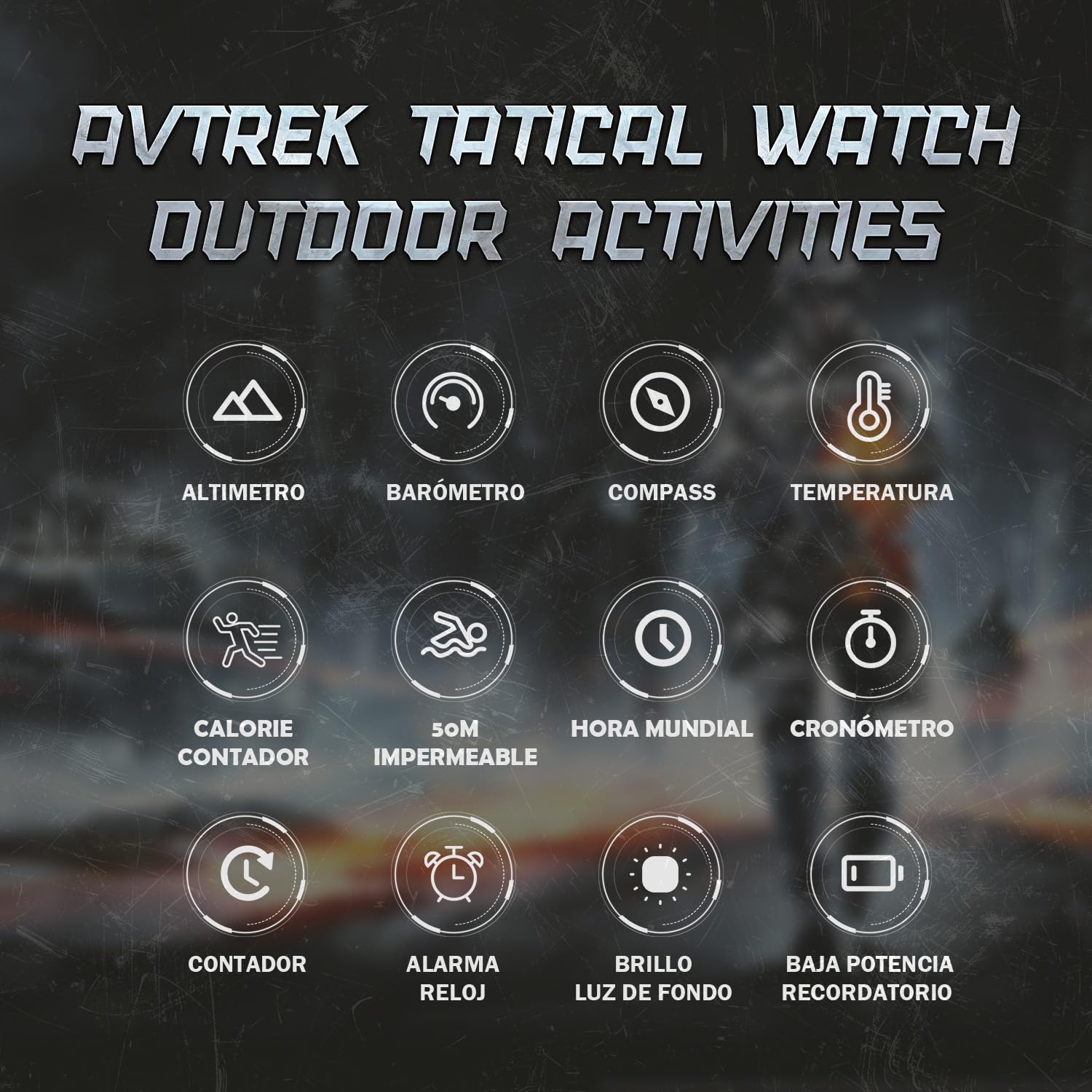 AVTREK Digitale Sportuhren für Männer Kinder Militär Uhr mit Kompass, Höhenmesser, Schrittzähler und Hintergrundbeleuchtung Taktische Uhr