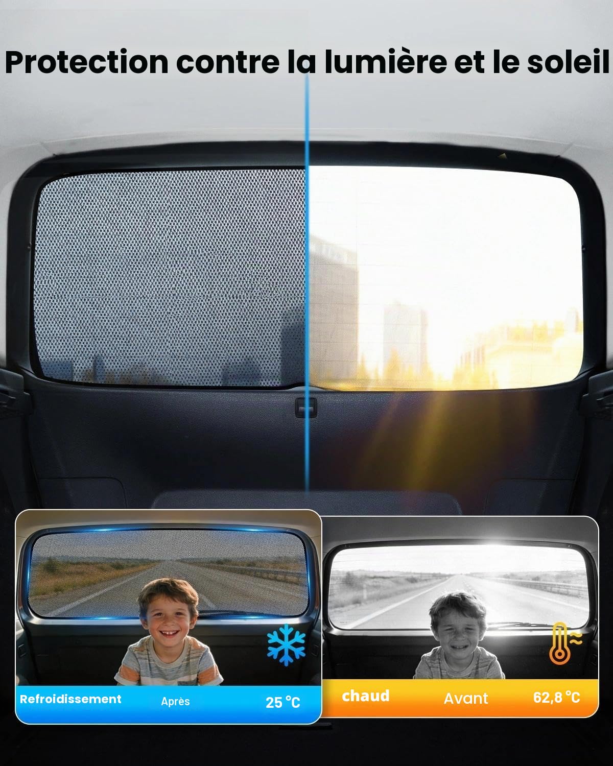 Pare-soleil de voiture pour VW Tiguan (2016-2024) - Pare-soleil arrière respirant avec protection UV et chaleur - Brise-vue pour bébé, camping