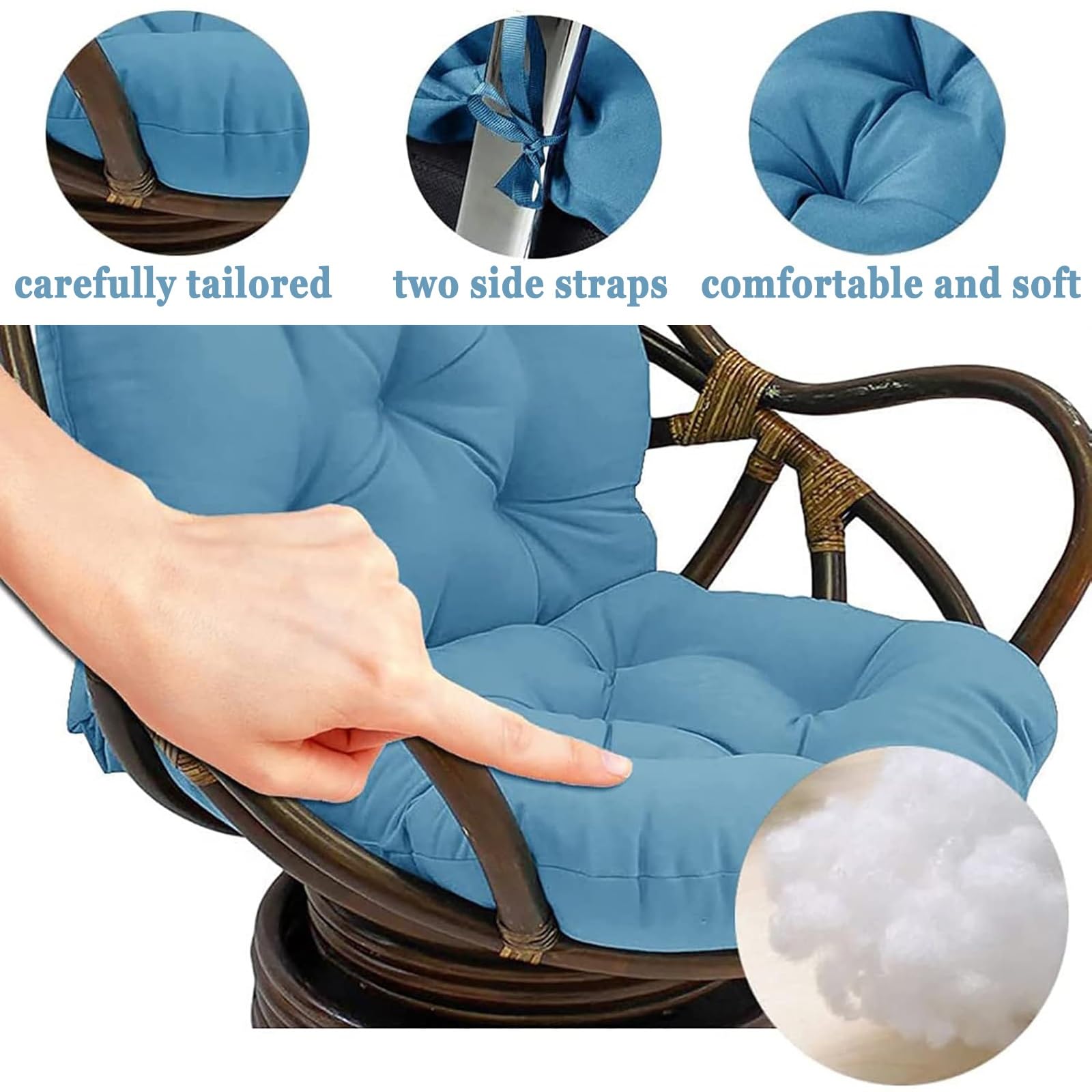 リングロッキングチェア・クッション付-NWRK-□ - なわぞう ガーデンファニチャー・屋外家具 JUNENTER 回転式ロッキングチェアクッション 籐製家具シートクッション 防水・UV耐性 ロッキングチェアクッション 家庭用装飾