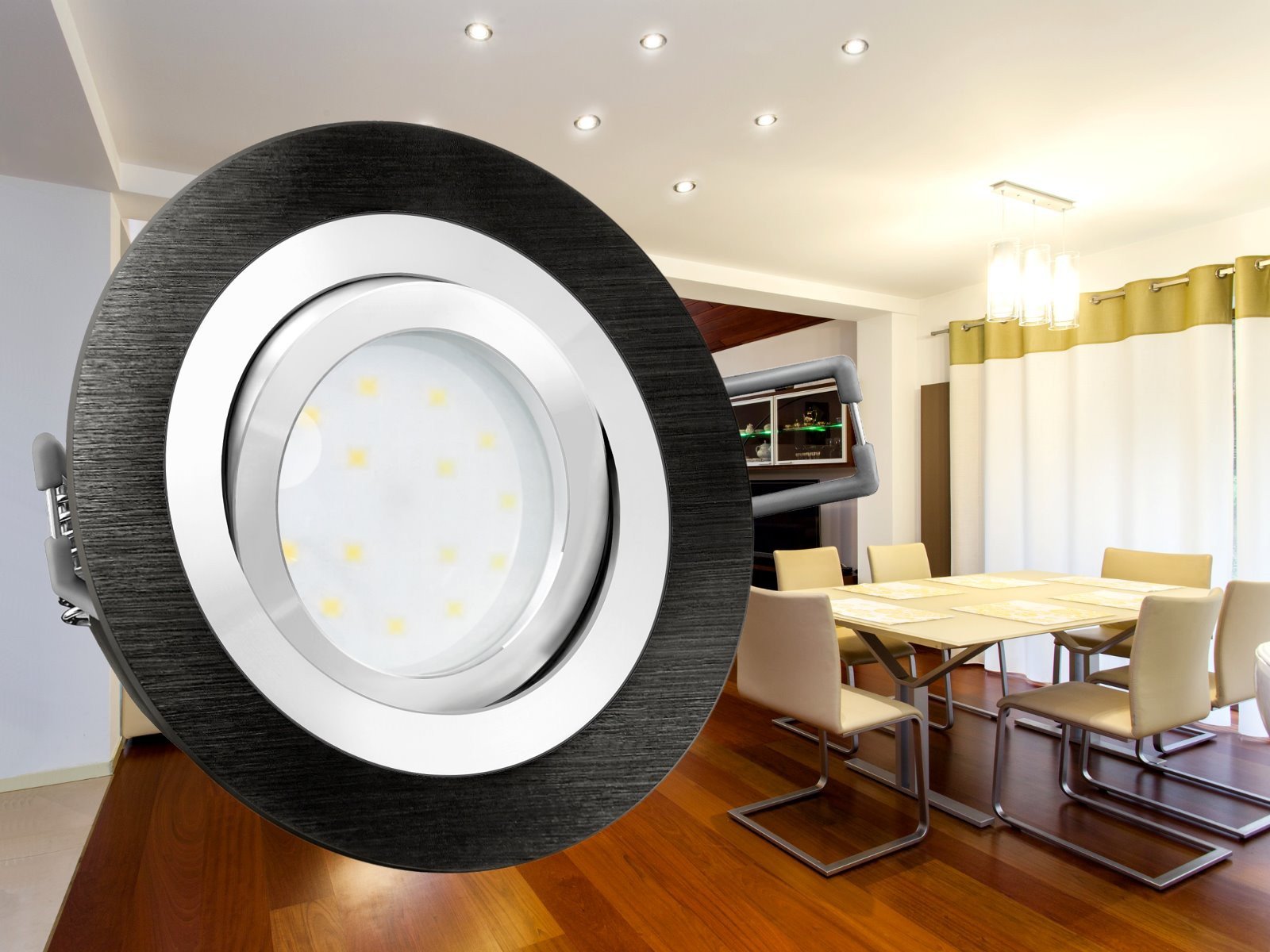 SSC-LUXon LED Einbaustrahler, 4W, Warmweiß 2700K, 90x90 Mm, IP44, Schwenkbar, Ultraflach (30 Mm)