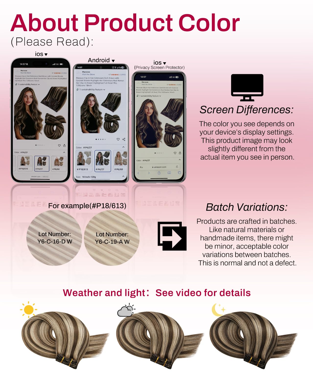 Moresoo Clip in Hair Extensions Real Human Hair Balayage Medium Brown and Blonde Real Hair Extensions Clip in Human Hair for Women Full Head 22 Inch 7pcs/120g #4/6/613 — view 85
