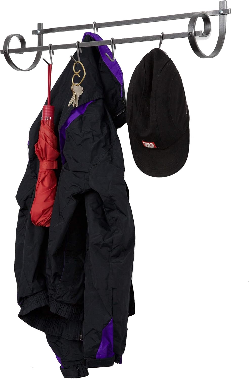 Enclume Decor Utensil Wall Pot Rack, Hammered Steel