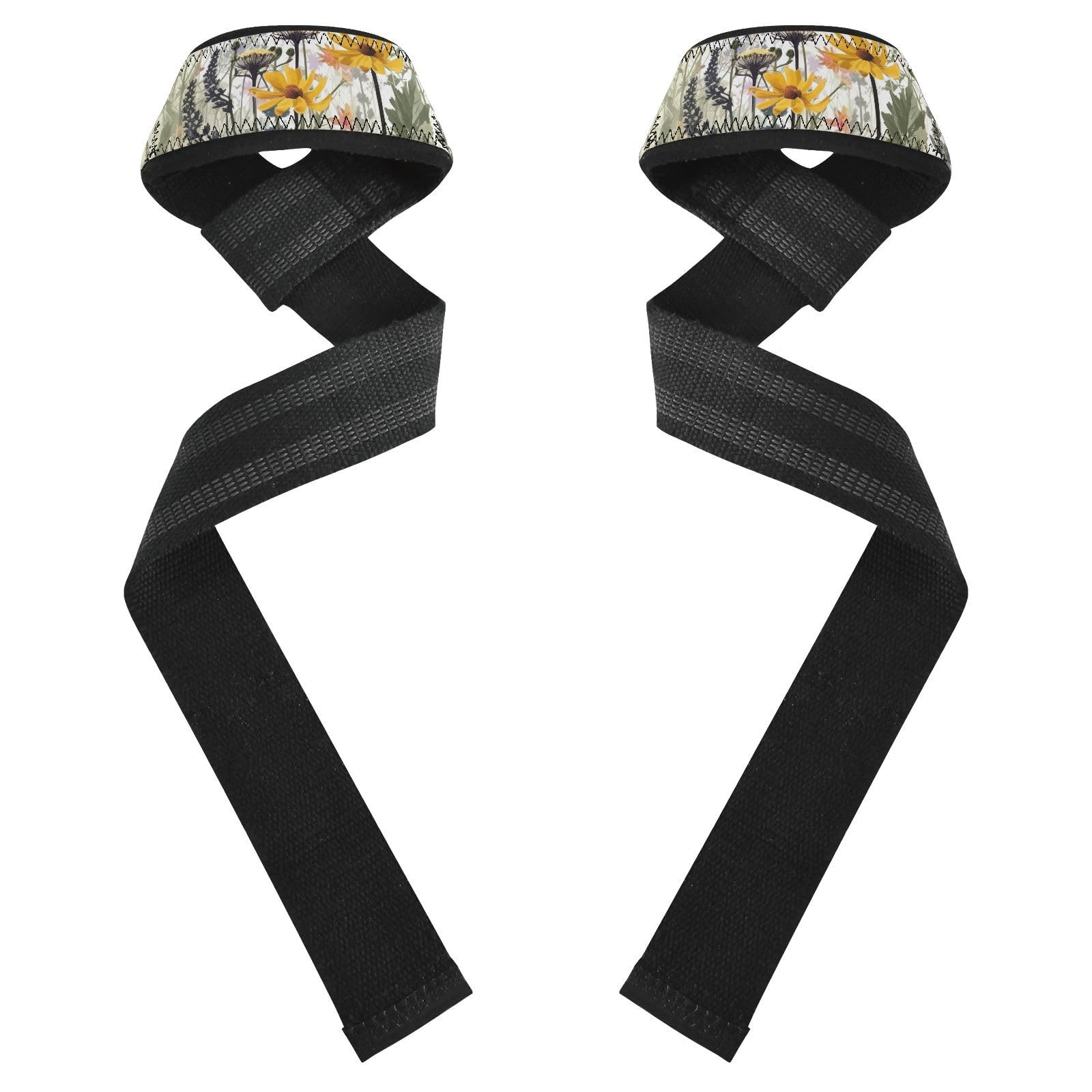 Nander Herb Flower Wrist Straps for Weightlifting,Lifting Straps with Neoprene Cushioned Wrist Padded and Anti-Skid Silicone for Strength Training,Bodybuilding,Deadlifting