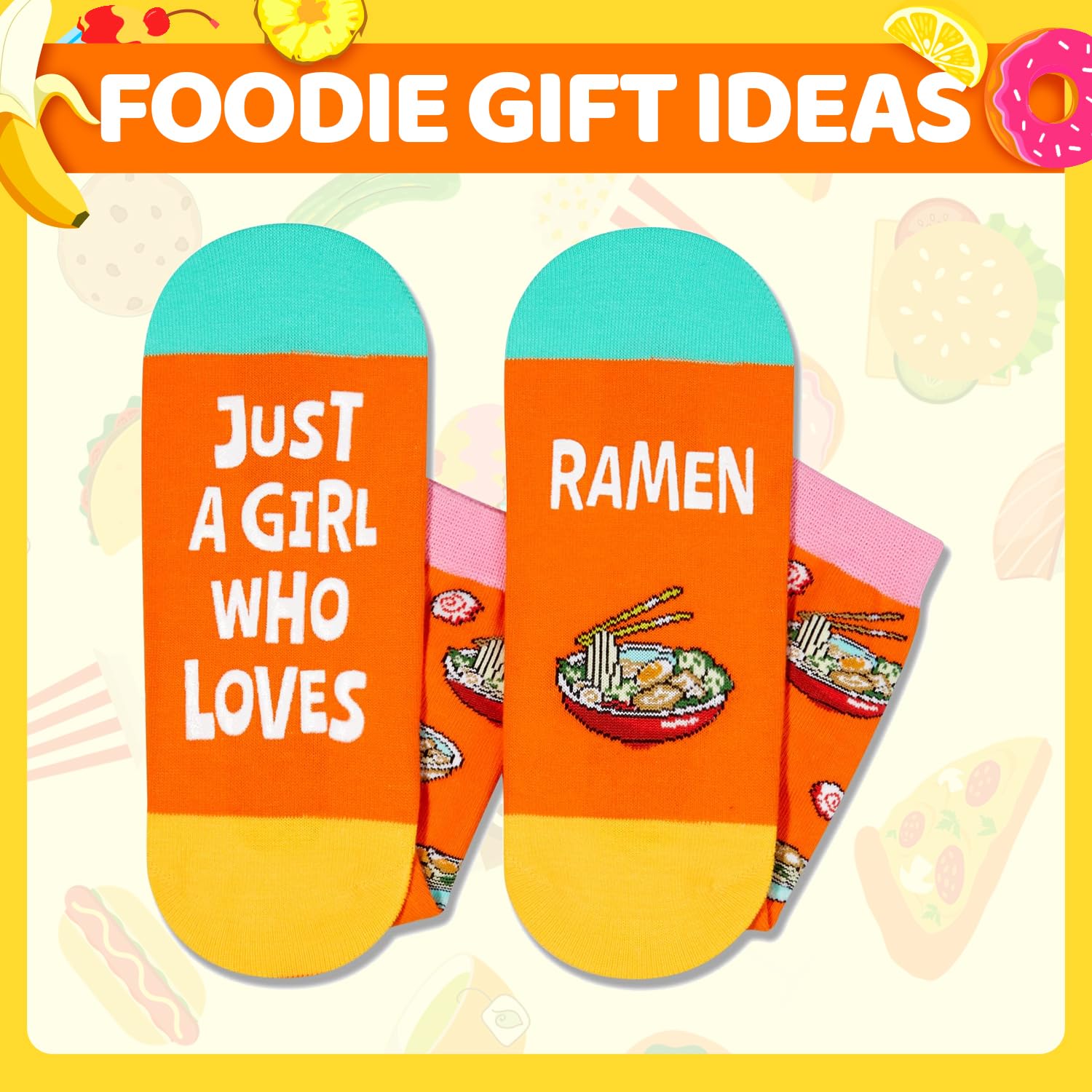 HAPPYPOP Food Socks for Women - Funny Popcorn Pizza Ramen Ice Cream Gifts for Teen Girls
