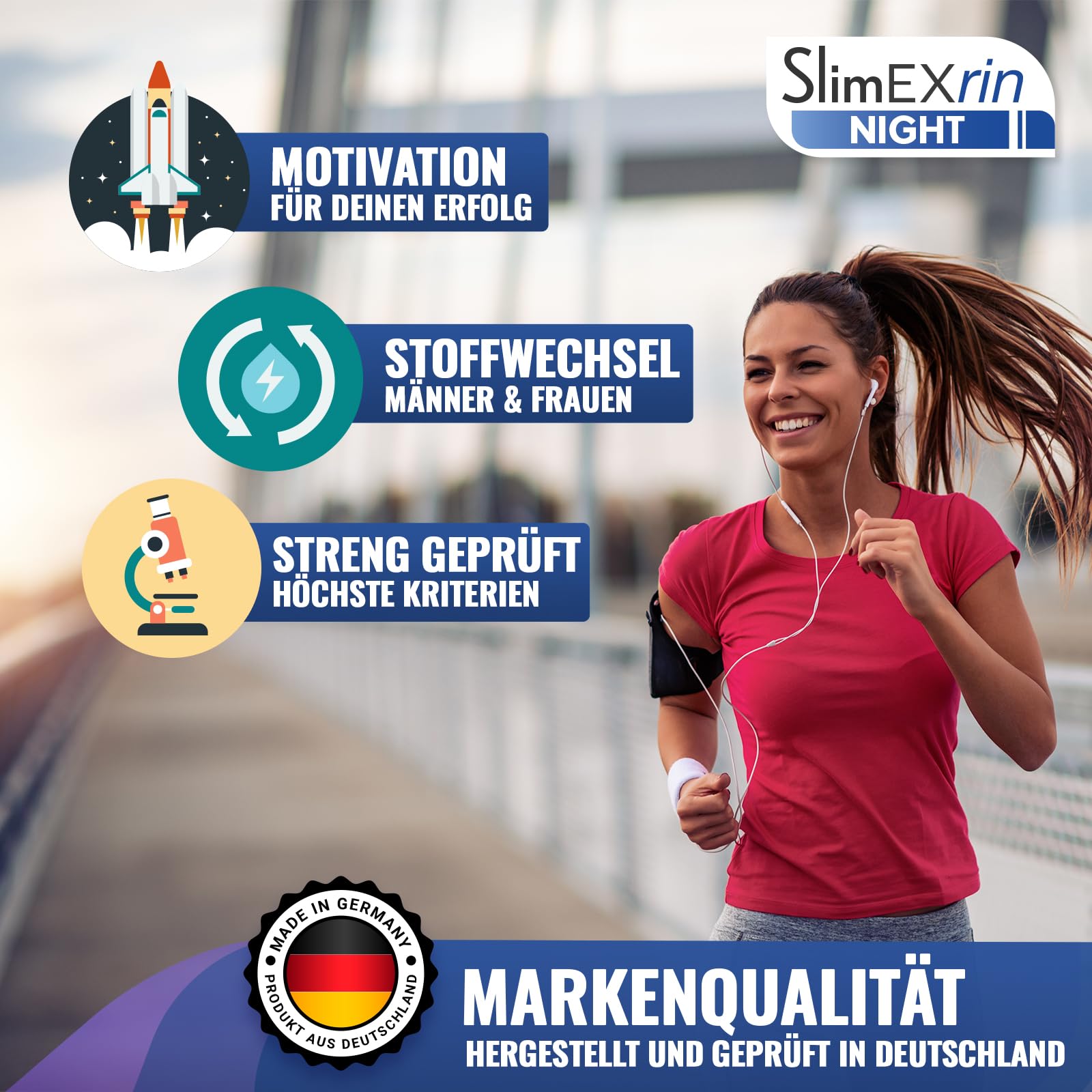 SlimEXrin® NIGHT BURN - Kapseln mit 0,5 mg Melatonin & Cholin - Abnehmen & Stoffwechsel Rezeptur mit Glucomannan - Extrem, schnell & endlich - verbesserte Nachtformel - für Frauen + Männer