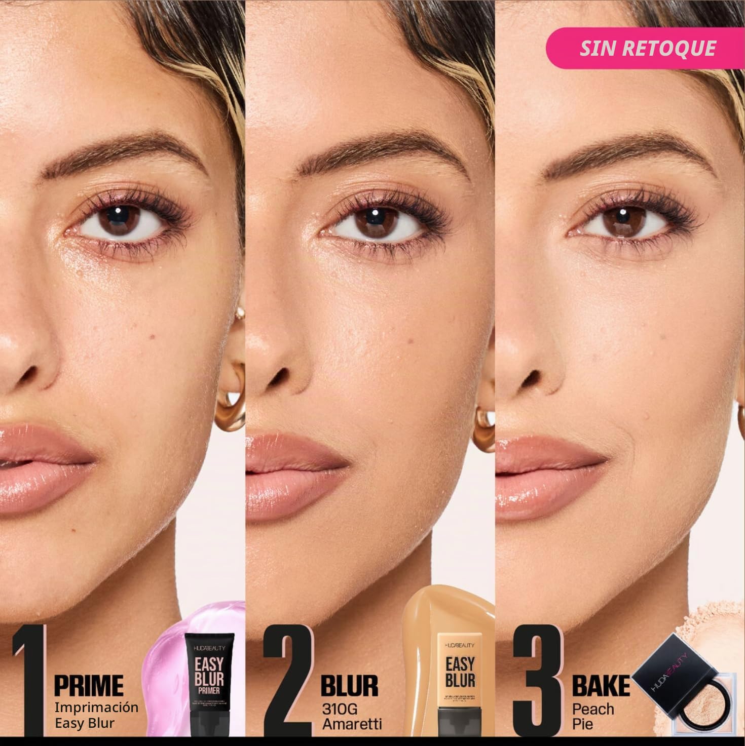 HUDABEAUTY ORIGINAL | Easy Blur Natural Airbrush Foundation - Base de maquillaje | 30 ml | by BELLA | (310G AMARETTI, 30 ml (Paquete de 1))