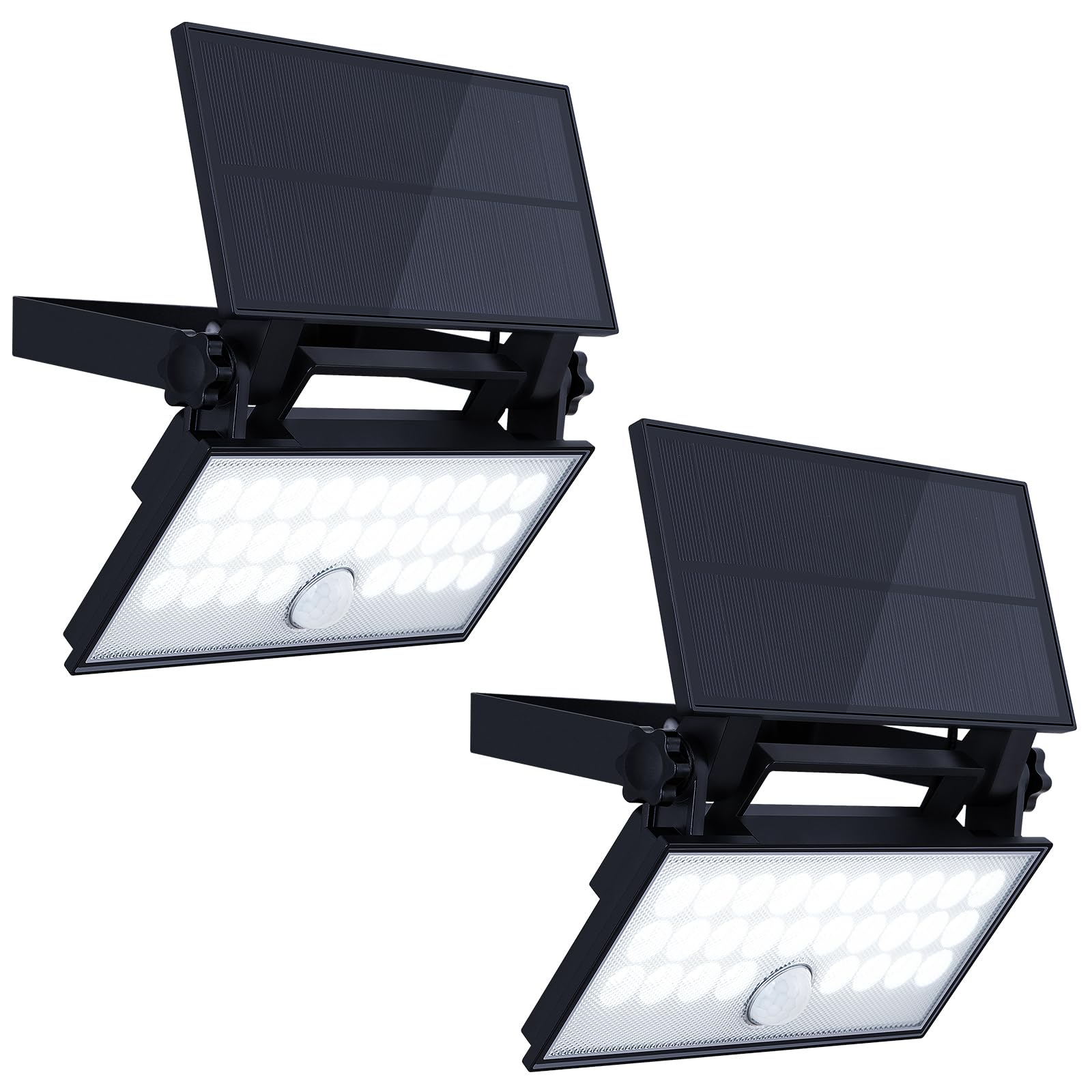 Solar Outdoor Light 1000 lumens,5000K Daylight,Motion Sensor Light Outdoor,IP65 Waterproof LED Security Light Bright Solar Wireless Wall Lighting, Adjustable Wide Angle (2 Pieces) Black