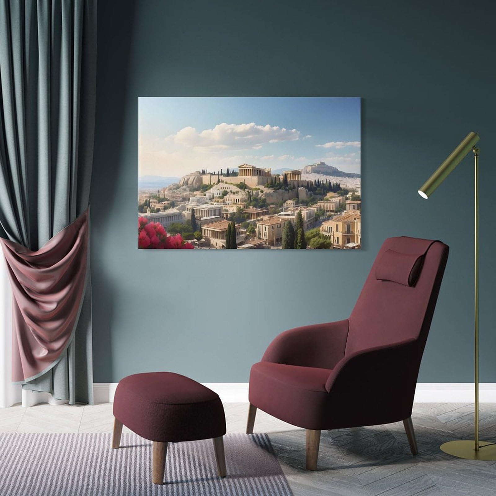 Junmoney Athens City Wall Art Print 12x18inch(30x45cm), for Corridors, Hallways Or Apartment Entries, Wall Decor to Refresh Empty Corners